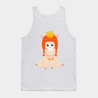 Autumn Llama, Cute Llama, Llama With Hat, Alpaca Tank Top